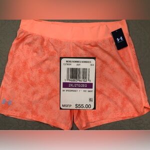 NEW..MEN 2XL UNDER ARMOUR SPEEDPOCKET 7”INSEAM PRINTED RUNNING SHORTS